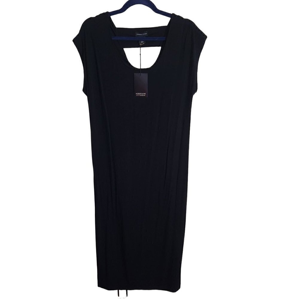 Adrienne Vittadini NWT LBD Black Jersey Knit Sheath Dress Size M